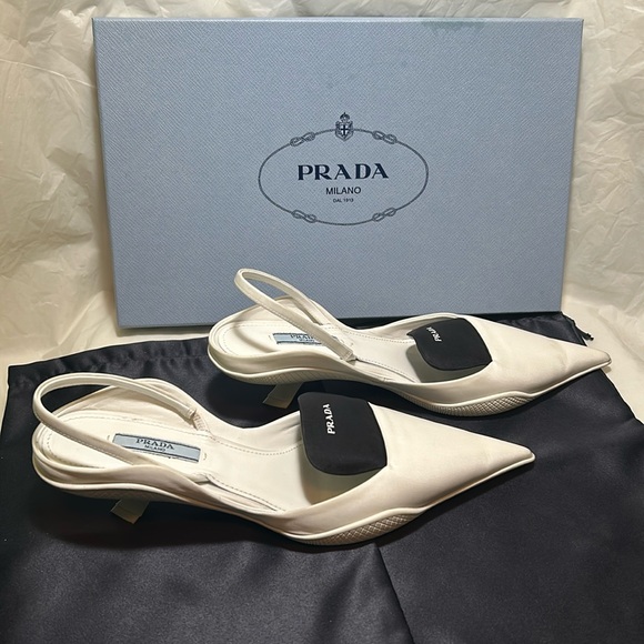 Prada Calzature Donna Blanco and Nero Nylon Bicolore EU 36.5 U.S. 6 - Picture 3 of 9
